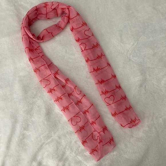 Lifeline pink and red hearts sheer scarf - Picture 1 of 17